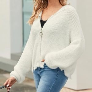 White Zip Up Sweatshirt